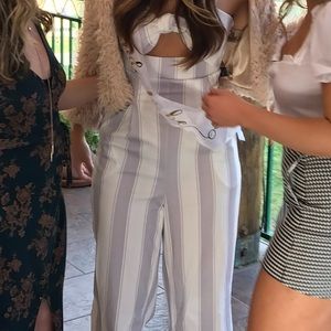 Striped cropped tank top jumpsuit